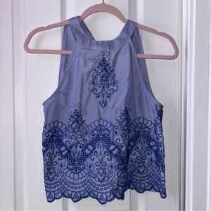 Blue Embroidered Women's Blouse